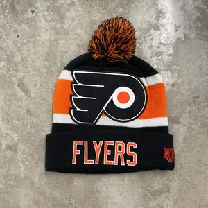 Philadelphia Flyers Shayne Gostisbehere 53 Pom Beanie Hat Black Orange OTH